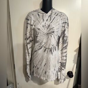 4/$16 Ocean Current Gray Tie-Dye Hooded Long Sleeve Shirt